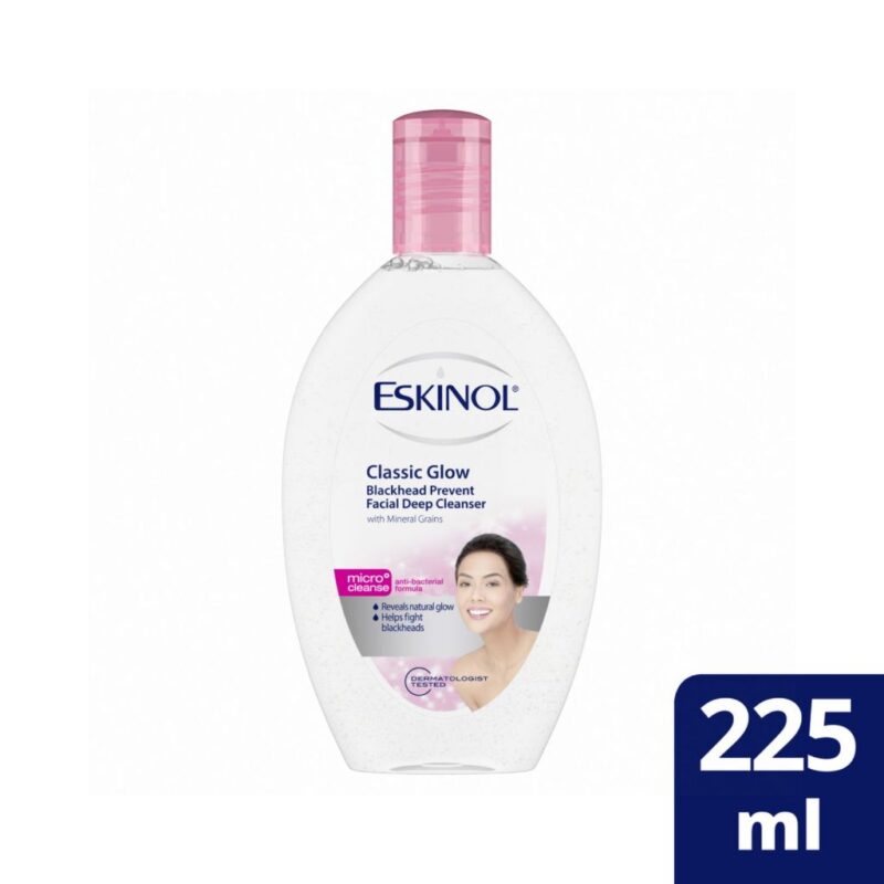 Eskinol Facial Deep Cleanser - Classic Glow Blackhead Prevent with Mineral Grains 225ml Bottle